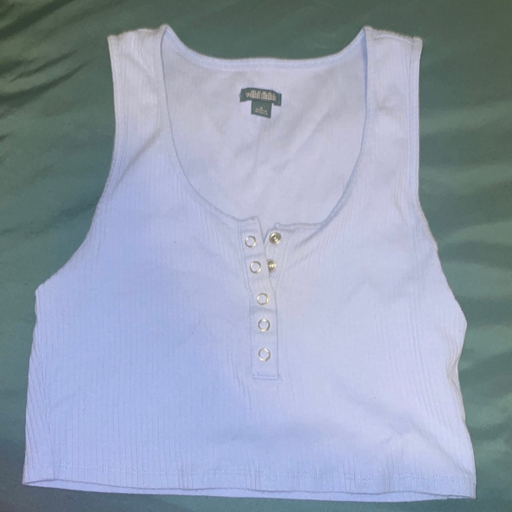 size small, purple crop top with cute buttons!